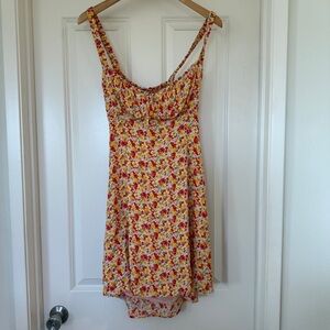 ASTR Ditsy Floral Yellow and Red Dress